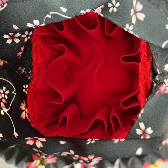 CHERRY BLOSSOM Drawstring Cosmetic Bag Denim Blue Pink Sakura - Picture 10 of 10